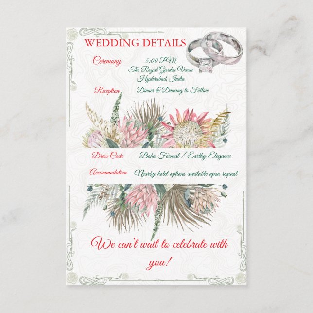 Tarjeta De Recepción Inserto de Cerramiento de Hierba de Pampas de Terr (Anverso)