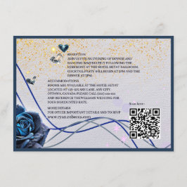 Tarjeta De Recepción Inserto de cerramiento Navy Silver Gold C con códi
