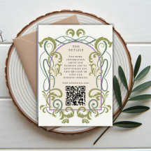 Inserto de detalles de boda con código QR Art Nouv