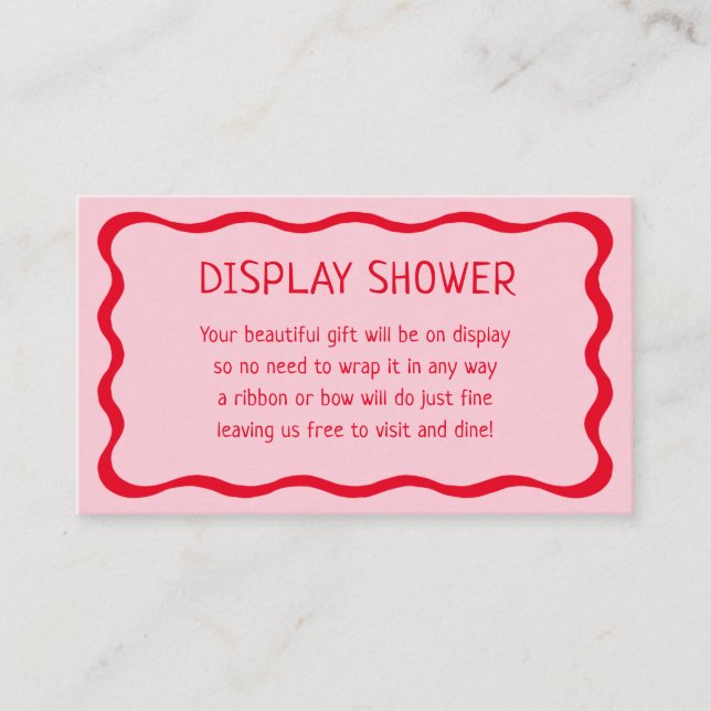 Tarjeta De Recepción Inserto de ducha de exhibición rosa y rojo Retro W (Anverso)