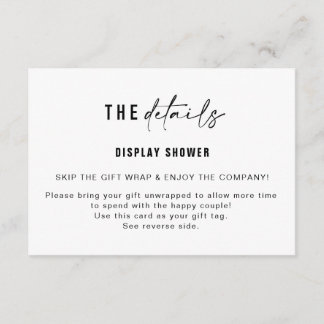 Tarjeta De Recepción Inserto de ducha y etiqueta de regalo | Mediano