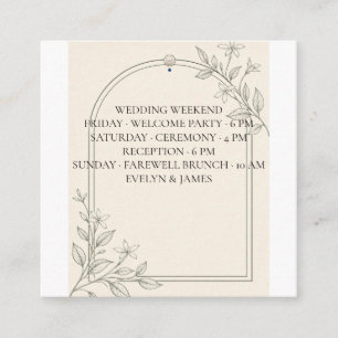 Tarjeta De Recepción Inserto de itinerario de fin de semana de boda Squ