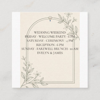 Tarjeta De Recepción Inserto de itinerario de fin de semana de boda Squ
