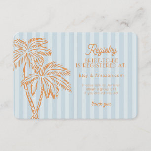Tarjeta De Recepción Inserto de Registro de Playa Pastel Blue Palm Spri