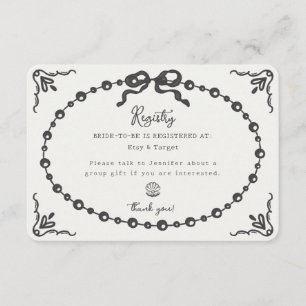 Tarjeta De Recepción Inserto de registro de regalos con lazo Coquette y