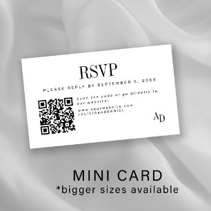 Tarjeta De Recepción Inserto de respuesta de boda con código QR negro y