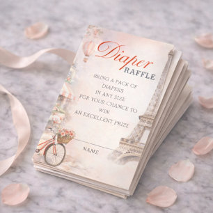 Tarjeta De Recepción Inserto de rifa de pañales para baby shower Bonjou