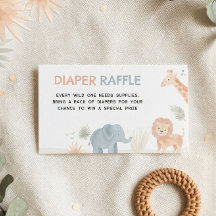 Inserto de rifa de pañales para baby shower Safari