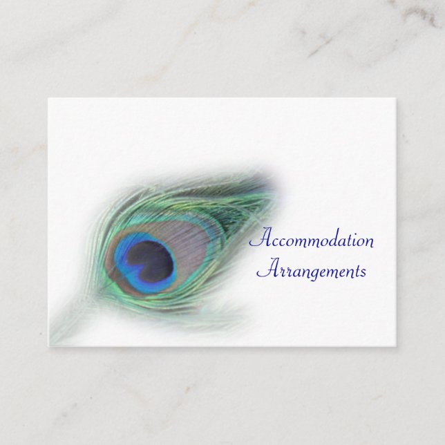 Tarjeta De Recepción insertos de alojamiento de pavo real (Anverso)