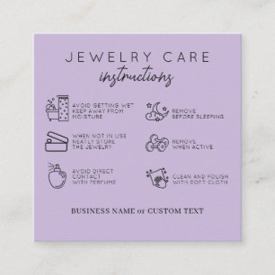 Tarjeta De Recepción Instrucción para cuidado de joyas Purple Gracias a
