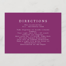 Tarjeta De Recepción Instrucciones adicionales de Boda púrpura
