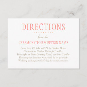 Tarjeta De Recepción Instrucciones de Boda Encantadoras en Rosa Coral