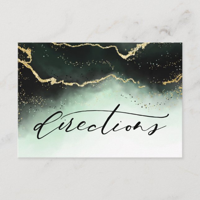 Tarjeta De Recepción Instrucciones de Boda Esmeralda con Efecto Ombre d (Anverso)