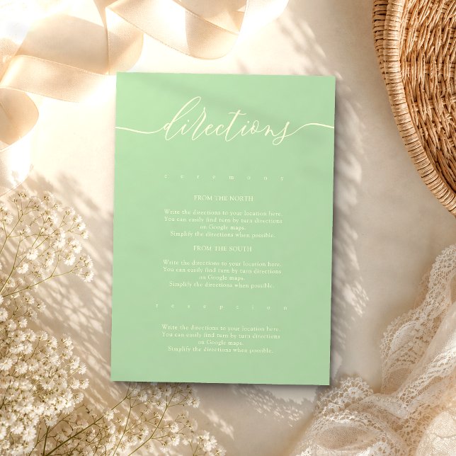 Tarjeta De Recepción Instrucciones de Boda Sencillas de Pistacho y Crem (Subido por el creador)