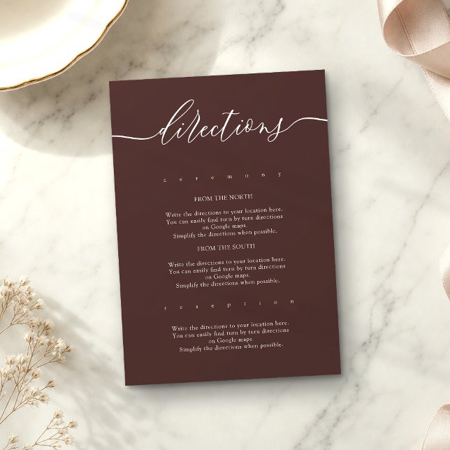 Tarjeta De Recepción Instrucciones de Boda Simples de Café Chocolate (Subido por el creador)