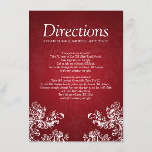 Tarjeta De Recepción Instrucciones de Conducción para Boda Remolinos Vi