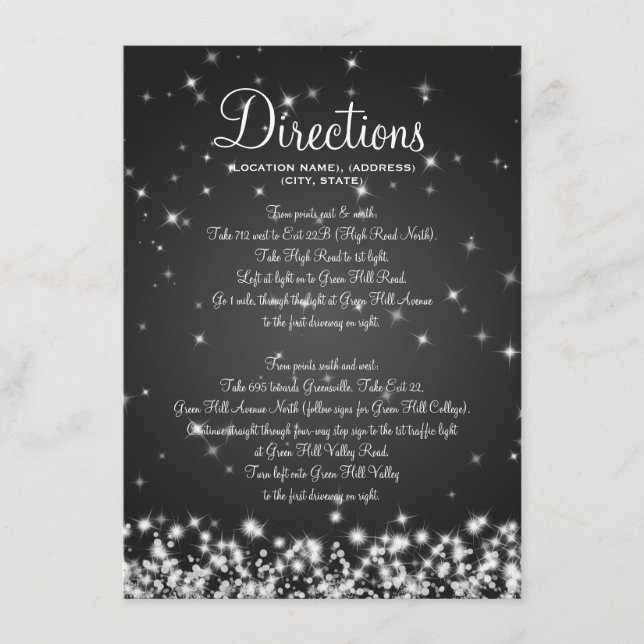 Tarjeta De Recepción Instrucciones de Conducción para Bodas Invierno Br (Anverso)
