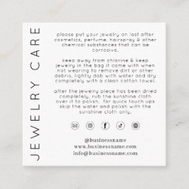 Tarjeta De Recepción Instrucciones de cuidado de joyas chic Gracias Neg