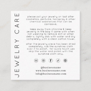 Tarjeta De Recepción Instrucciones de cuidado de joyas chic Gracias Neg