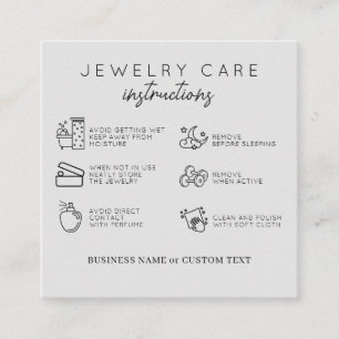 Tarjeta De Recepción Instrucciones de cuidado de joyas Grey Gracias Por
