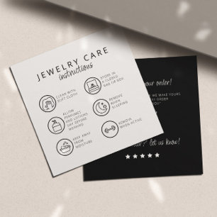 Tarjeta De Recepción Instrucciones de cuidado de joyas Neutral Negro Gr