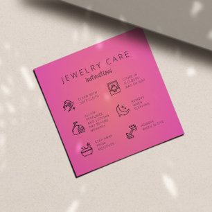 Tarjeta De Recepción Instrucciones de cuidado de joyas rosas gracias a