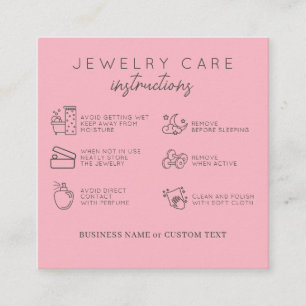Tarjeta De Recepción Instrucciones de cuidado de joyas Rubor Gracias a
