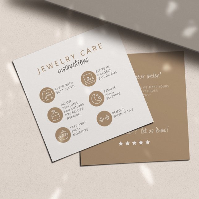 Tarjeta De Recepción Instrucciones de cuidado de las joyas Beige neutro (Subido por el creador)