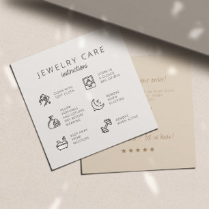 Tarjeta De Recepción Instrucciones de cuidado de las joyas Beige neutro