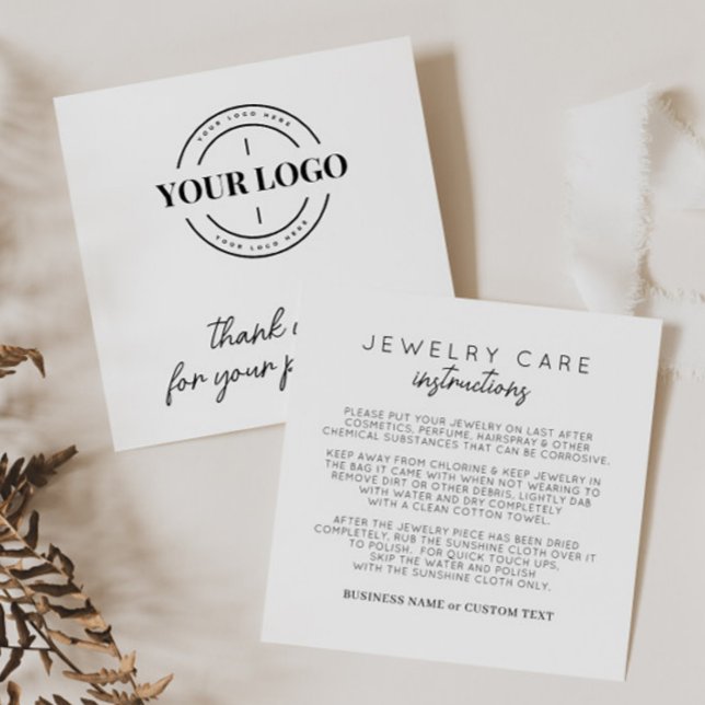 Tarjeta De Recepción Instrucciones de cuidado de las joyas Gracias Logo (Subido por el creador)