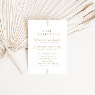 Tarjeta De Recepción Instrucciones de cuidado del producto Art Deco EVE