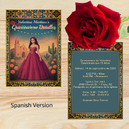 Tarjeta De Recepción @intage Quinceañera Vestido Rojo