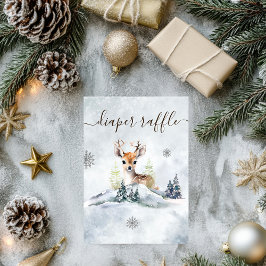Tarjeta De Recepción Invernal Forest Baby Deer Baby Shower Diaper Raffl