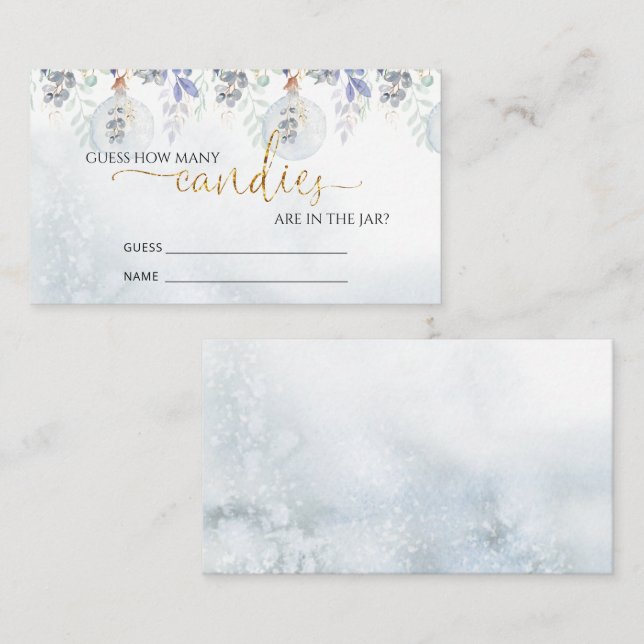 Tarjeta De Recepción Invierno adivina cuántos cartones de caja (Anverso / Reverso)