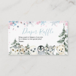 Tarjeta De Recepción Invierno Copos de Nieve Árticos Animales Diaper Ra