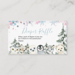 Tarjeta De Recepción Invierno Copos de Nieve Árticos Animales Diaper Ra