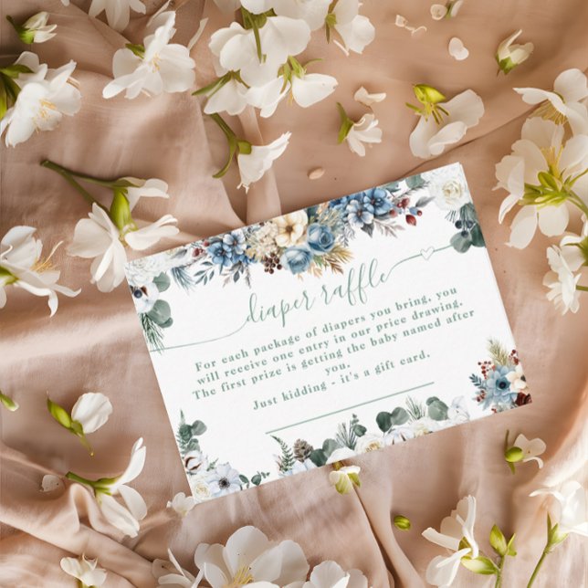 Tarjeta De Recepción Invierno Floral Teddy Bear Sage Green Diaper Raffl (Subido por el creador)
