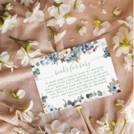 Tarjeta De Recepción Invierno floral Teddy Bear Sage Libros verdes para