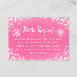Tarjeta De Recepción Invierno lindo Baby Shower Pink Book Request