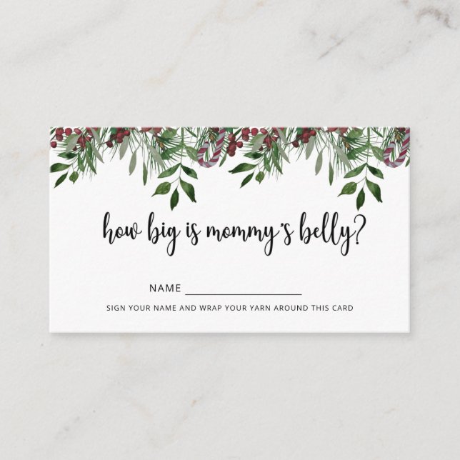 Tarjeta De Recepción Invierno qué grande es la barriga de mamá (Anverso)