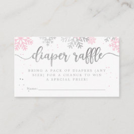 Tarjeta De Recepción Invierno rosa Snowflakes Baby Shower Diaper Raffle