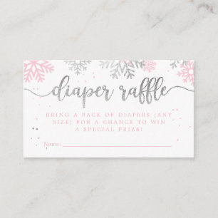 Tarjeta De Recepción Invierno rosa Snowflakes Baby Shower Diaper Raffle