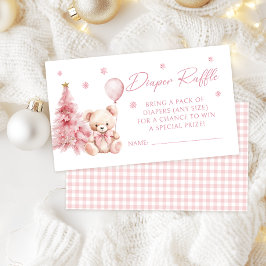 Tarjeta De Recepción Invierno rosa Teddy Bear Niña Diaper Raffle