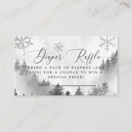 Tarjeta De Recepción Invierno Snowflakes Gray Diaper Raffle Ticket