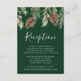 Tarjeta De Recepción Invierno Watercolor Pinecone Wedding Reception