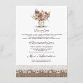 Tarjeta De Recepción Invitado a la información del Boda de Floral Rusa 