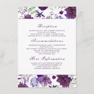 Tarjeta De Recepción Invitado a la información del Boda de las flores d