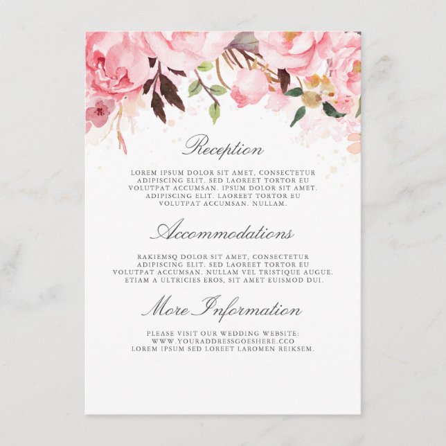 Tarjeta De Recepción Invitado a recibir información sobre Bodas florale (Anverso)