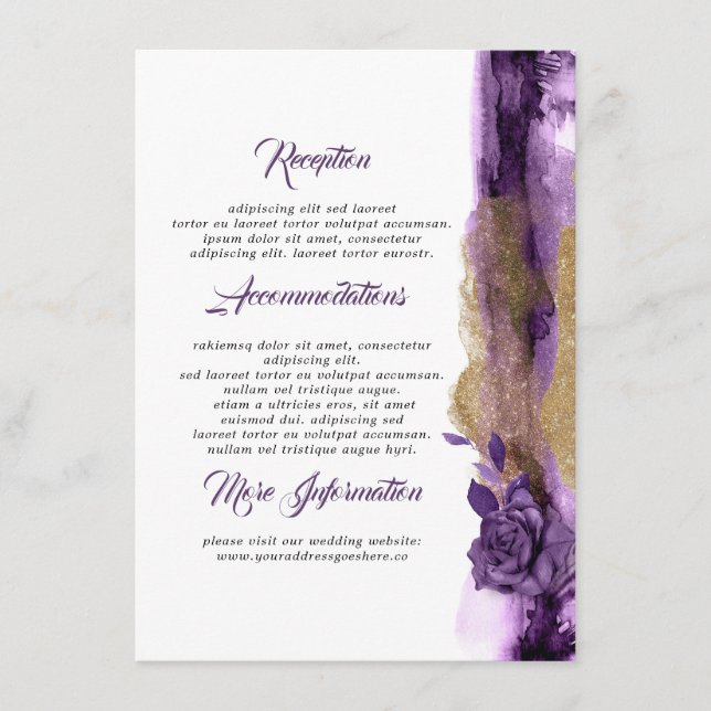 Tarjeta De Recepción Invitado a recibir información sobre Bodas florale (Anverso)