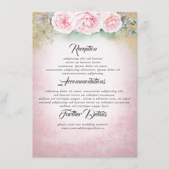 Tarjeta De Recepción Invitado a recibir información sobre Bodas florale (Anverso)